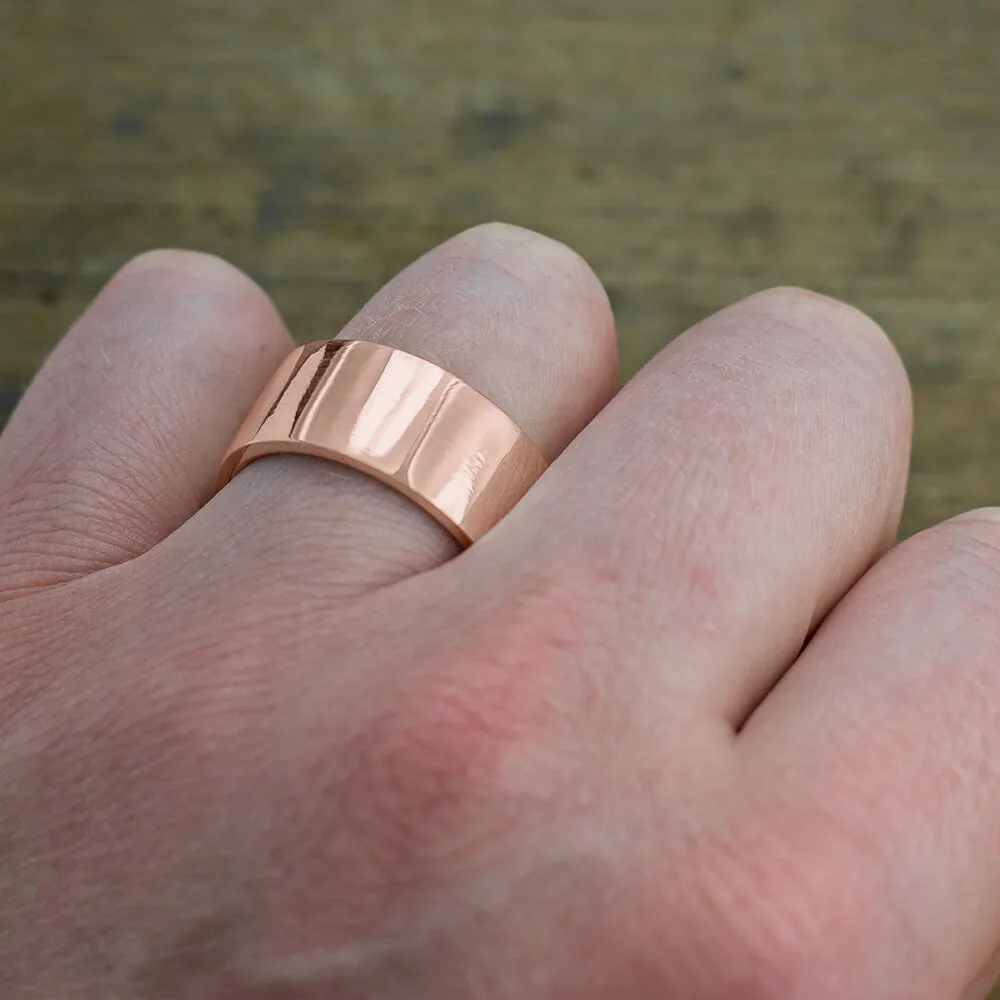 10mm 14k Rose Gold Comfort Fit Mens Wedding Ring, Polished