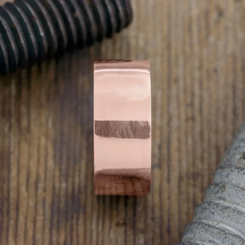 10mm 14k Rose Gold Comfort Fit Mens Wedding Ring, Polished