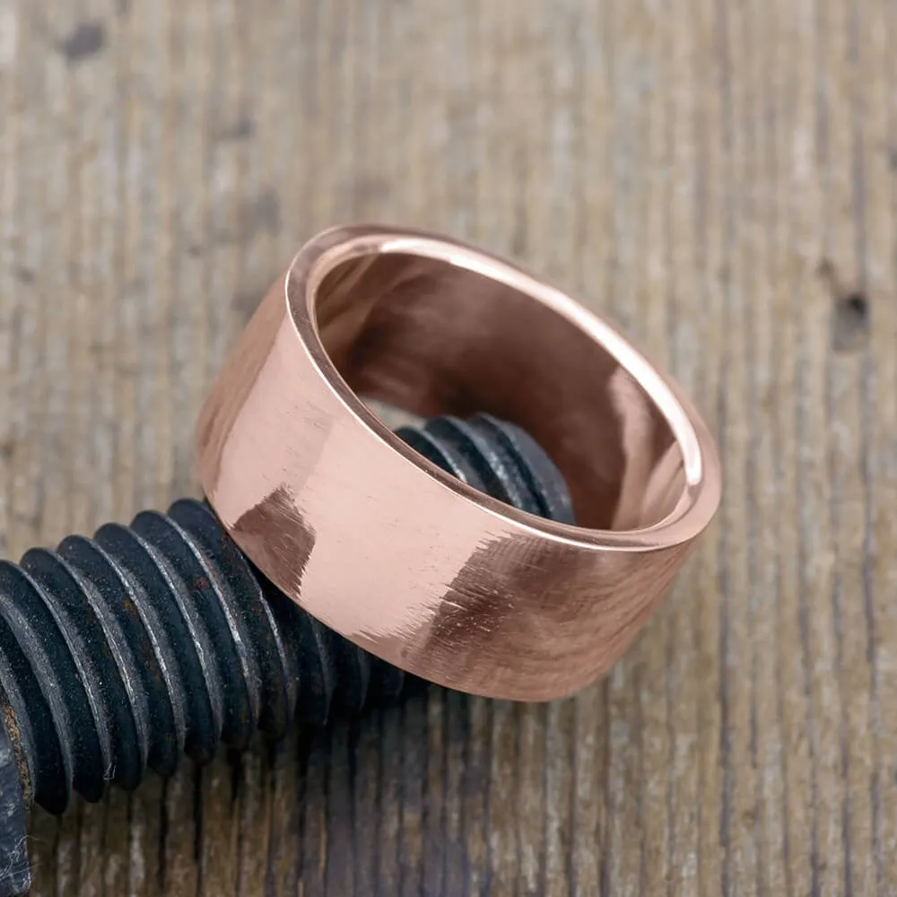 10mm 14k Rose Gold Comfort Fit Mens Wedding Ring, Polished