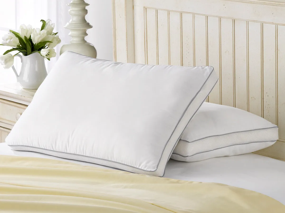 2 Pack French Country 100% Cotton Mesh Gusseted Fiber Pillows / Standard Size