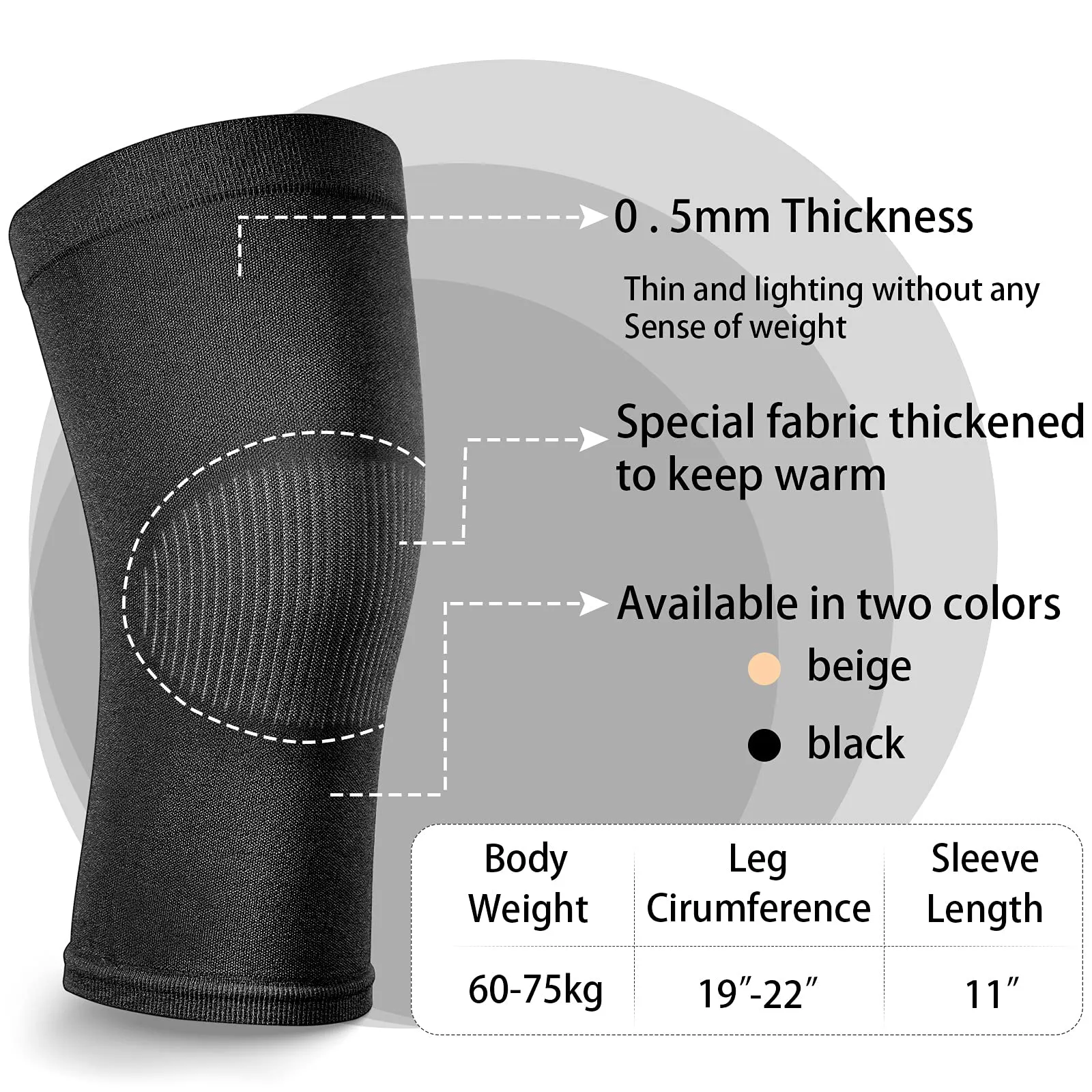 2 Pair Knee Brace Compression Sleeves Knee Support Brace for Meniscus Tear, Lightweight Knee Sleeve for Arthritis Pain Relief, Knee Support for Men and Women for Running, Weight Lifting (Black, Beige) Black, Beige