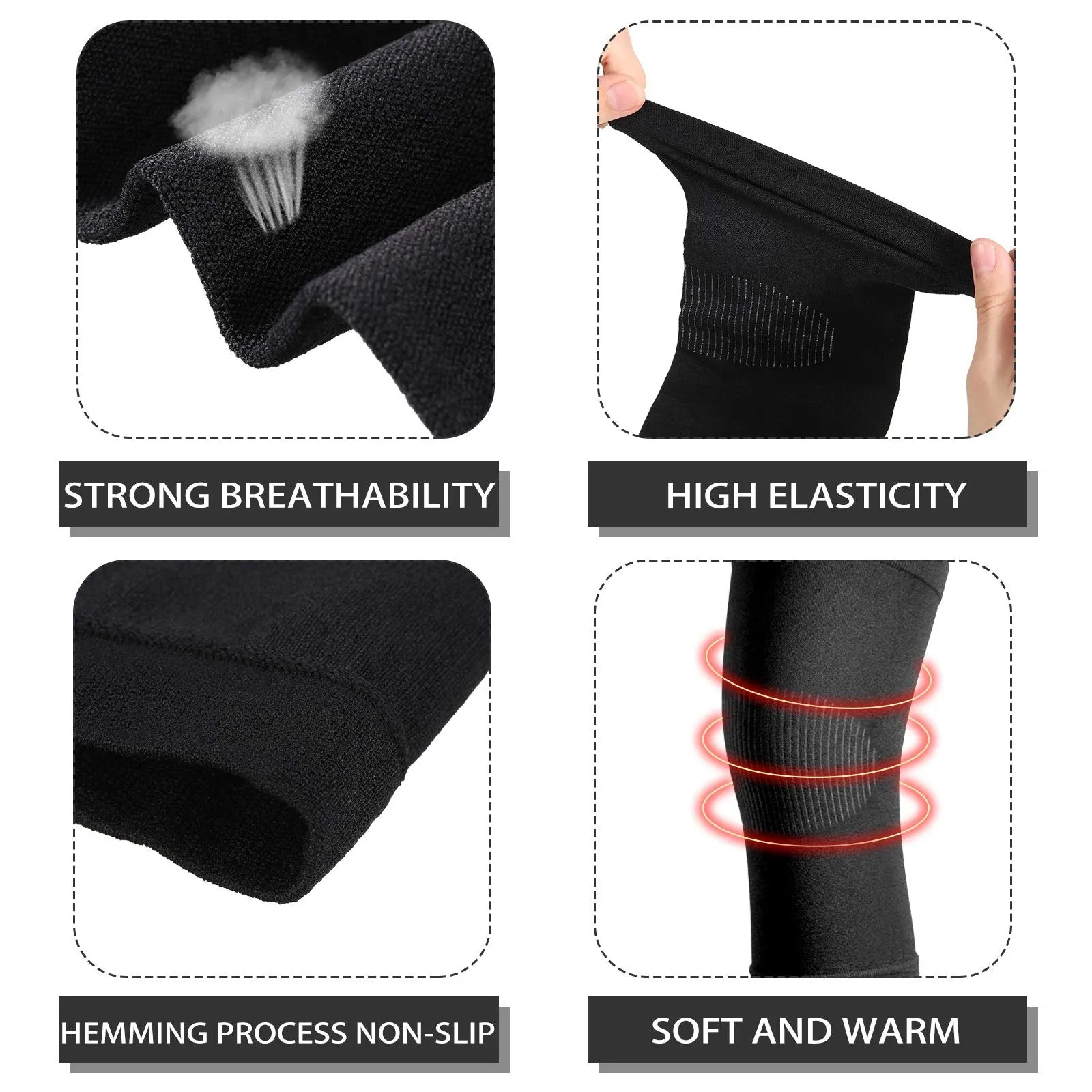 2 Pair Knee Brace Compression Sleeves Knee Support Brace for Meniscus Tear, Lightweight Knee Sleeve for Arthritis Pain Relief, Knee Support for Men and Women for Running, Weight Lifting (Black, Beige) Black, Beige
