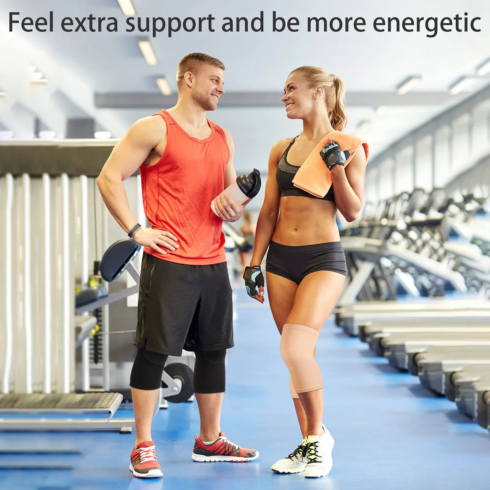 2 Pair Knee Brace Compression Sleeves Knee Support Brace for Meniscus Tear, Lightweight Knee Sleeve for Arthritis Pain Relief, Knee Support for Men and Women for Running, Weight Lifting (Black, Beige) Black, Beige