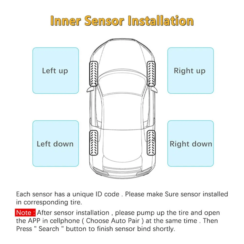 4 Pcs Car Built-in Wireless Tire Pressure Monitor