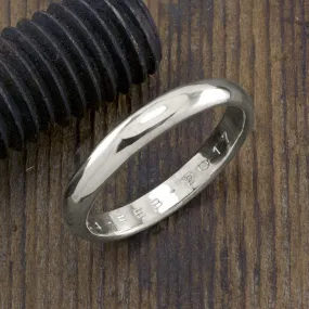 4mm Comfort Fit 14k White Gold Mens Wedding Band, Half Round Polished