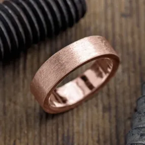 6mm 14K Rose Gold Comfort Fit Men's Wedding Band, Matte Finish