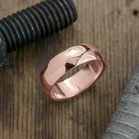 8mm 14k Rose Gold Mens Comfort Fit Wedding Band, Half Round Polished