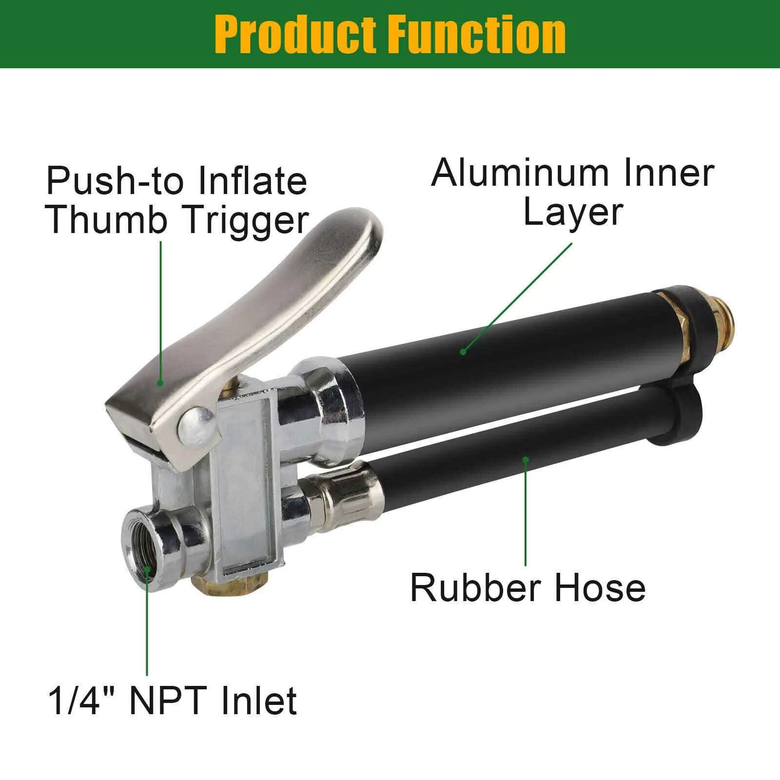 Air Tire Inflator With Pressure Gauge 120 PSI 6 Inch Dual Head