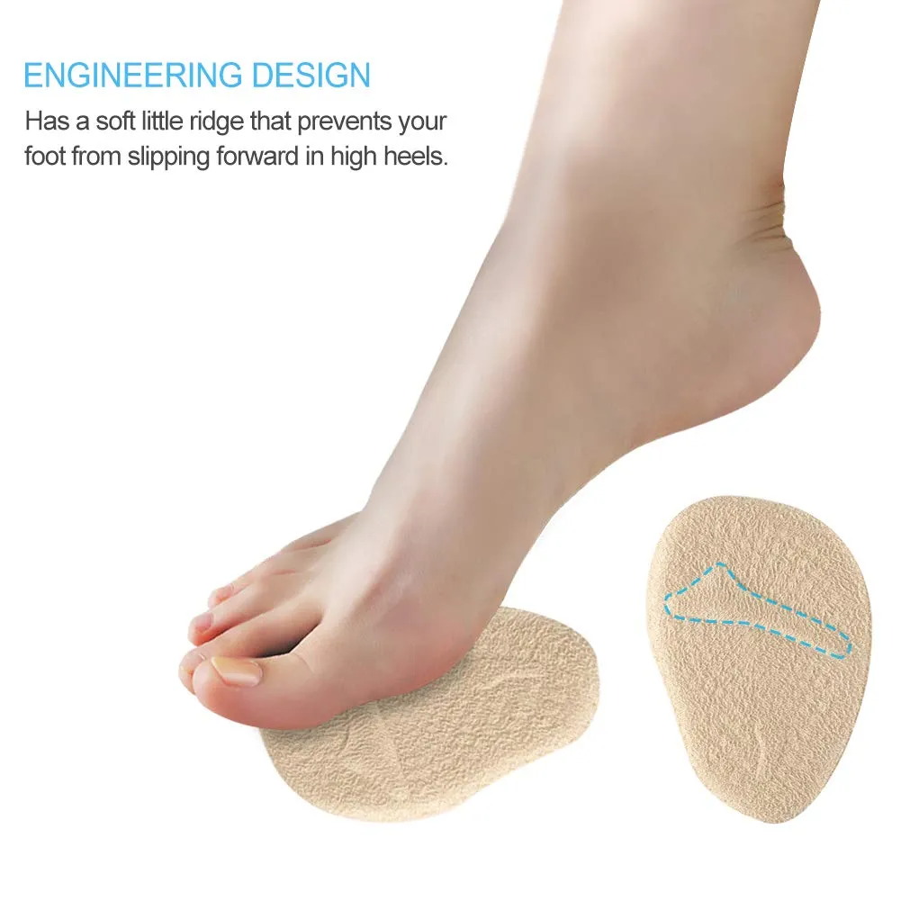 Ball of Foot Cushions, 2 Pairs Anti-Slip Shoe Pads Inserts Gel Forefoot Insoles for Women High Heels, Shock-Absorbing Invisible Bow Pad, Relieve Pressure and Pains