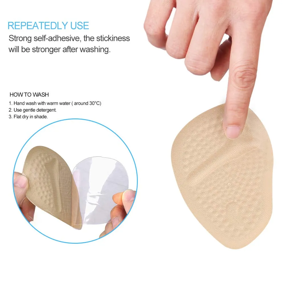 Ball of Foot Cushions, 2 Pairs Anti-Slip Shoe Pads Inserts Gel Forefoot Insoles for Women High Heels, Shock-Absorbing Invisible Bow Pad, Relieve Pressure and Pains