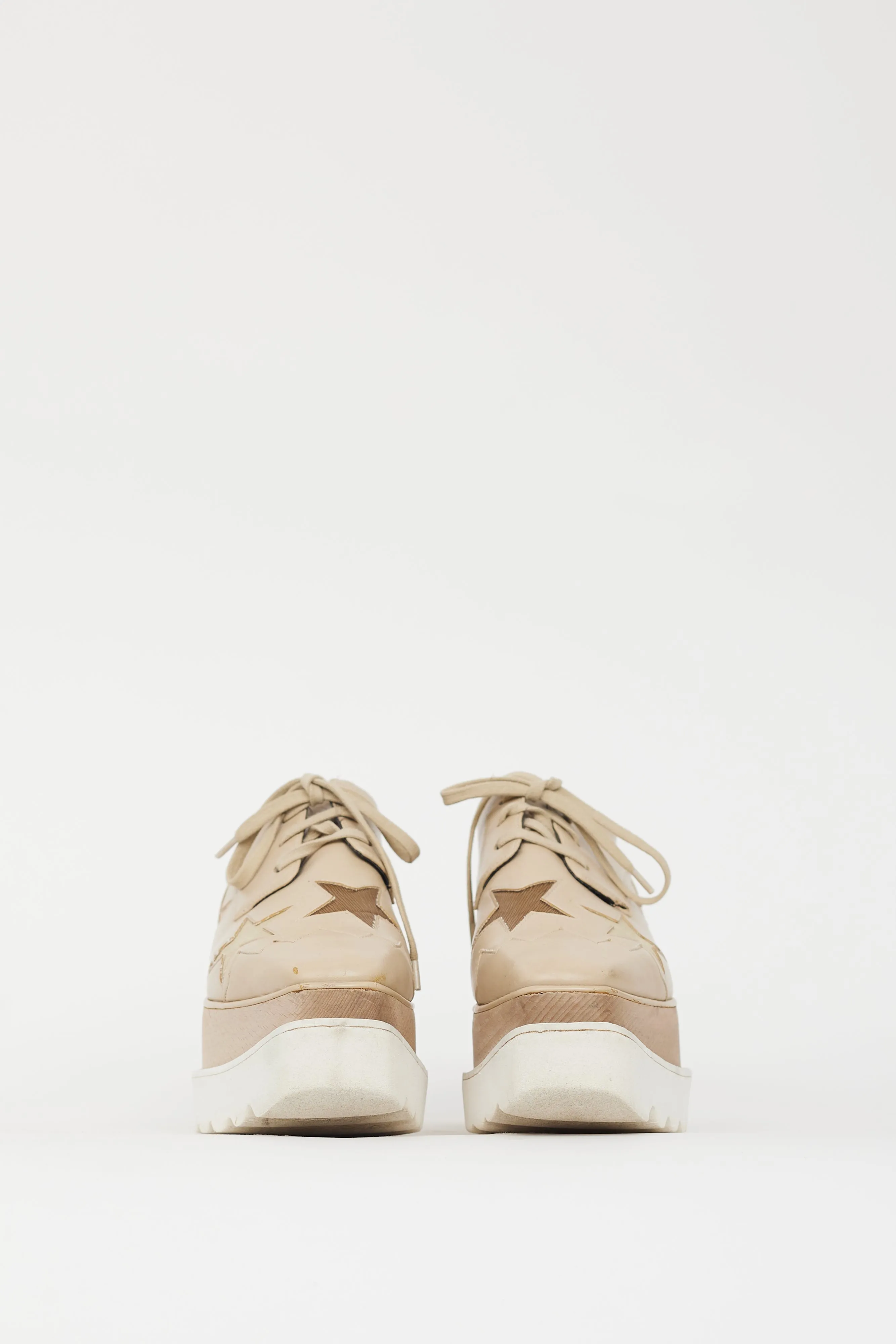 Beige Faux Leather Elyse Star Derby