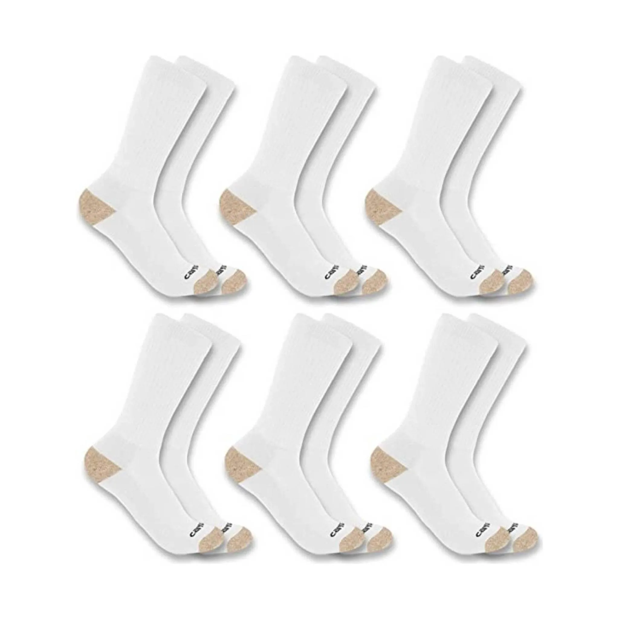Carhartt Men's Midweight Crew Sock 6-Pack - White