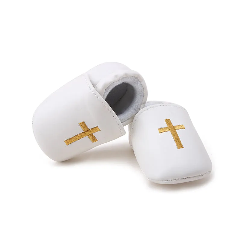 Christening Baby Shoes For Newborn Baptism with Cross