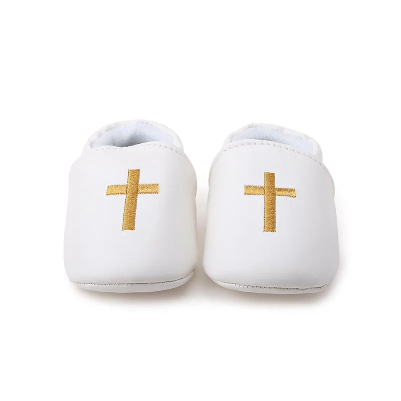 Christening Baby Shoes For Newborn Baptism with Cross