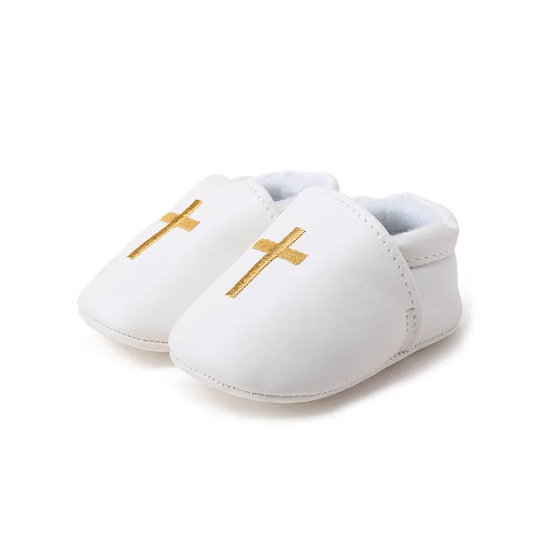 Christening Baby Shoes For Newborn Baptism with Cross