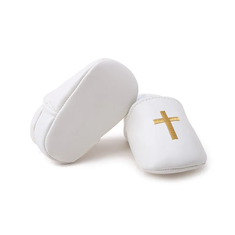 Christening Baby Shoes For Newborn Baptism with Cross