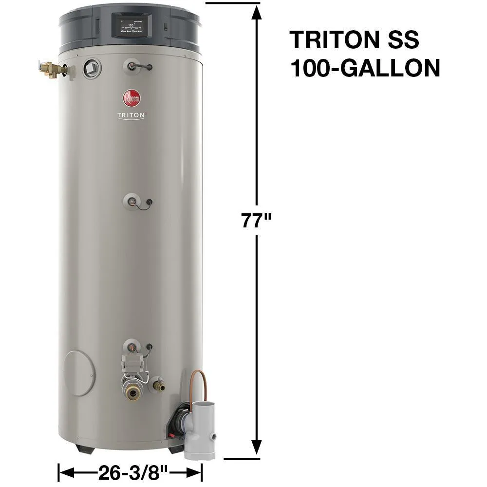 Commercial Triton Premium Heavy Duty High Eff. 100 Gal. 250K BTU ULN Natural Gas Power Direct Vent Tank Water Heater
