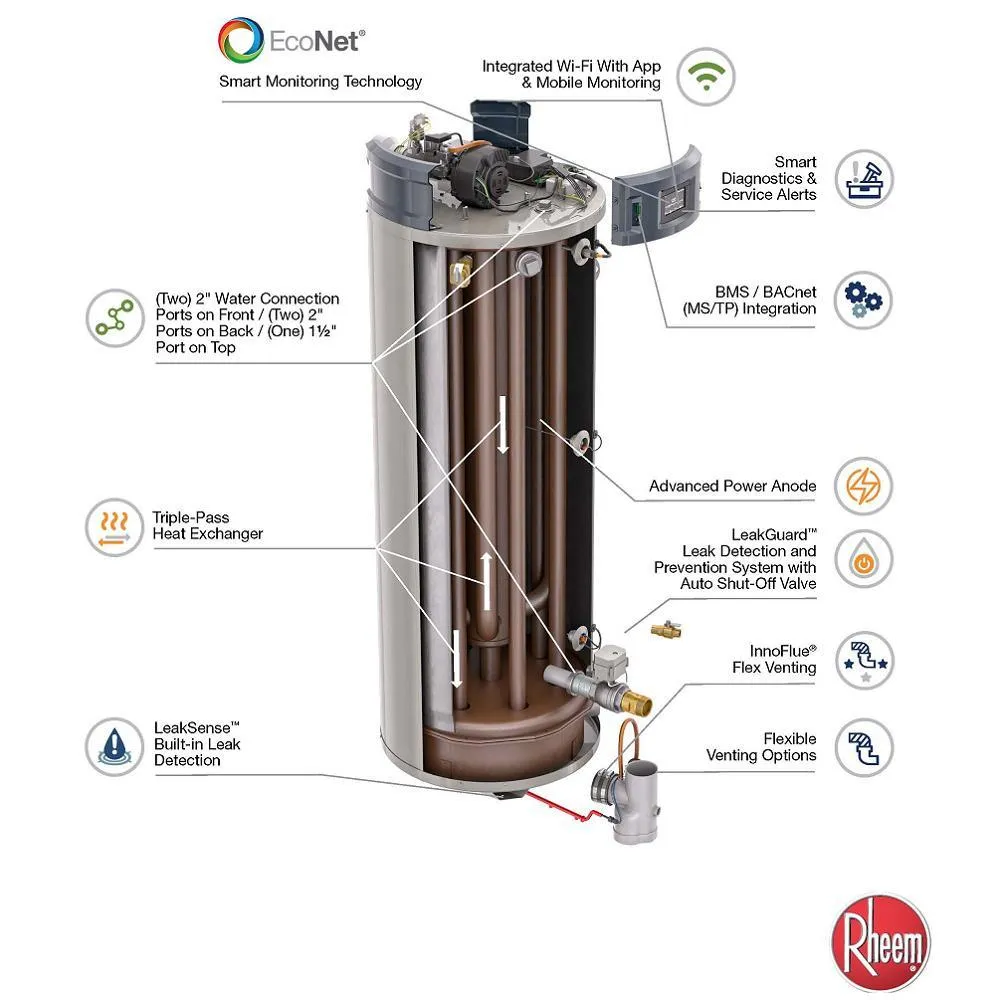 Commercial Triton Premium Heavy Duty High Eff. 100 Gal. 250K BTU ULN Natural Gas Power Direct Vent Tank Water Heater