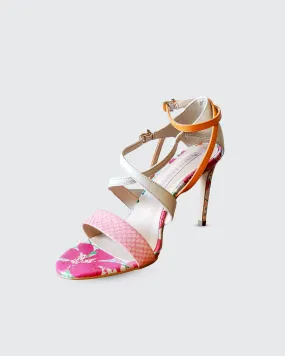 Floral Sandal with Double Strap Heel