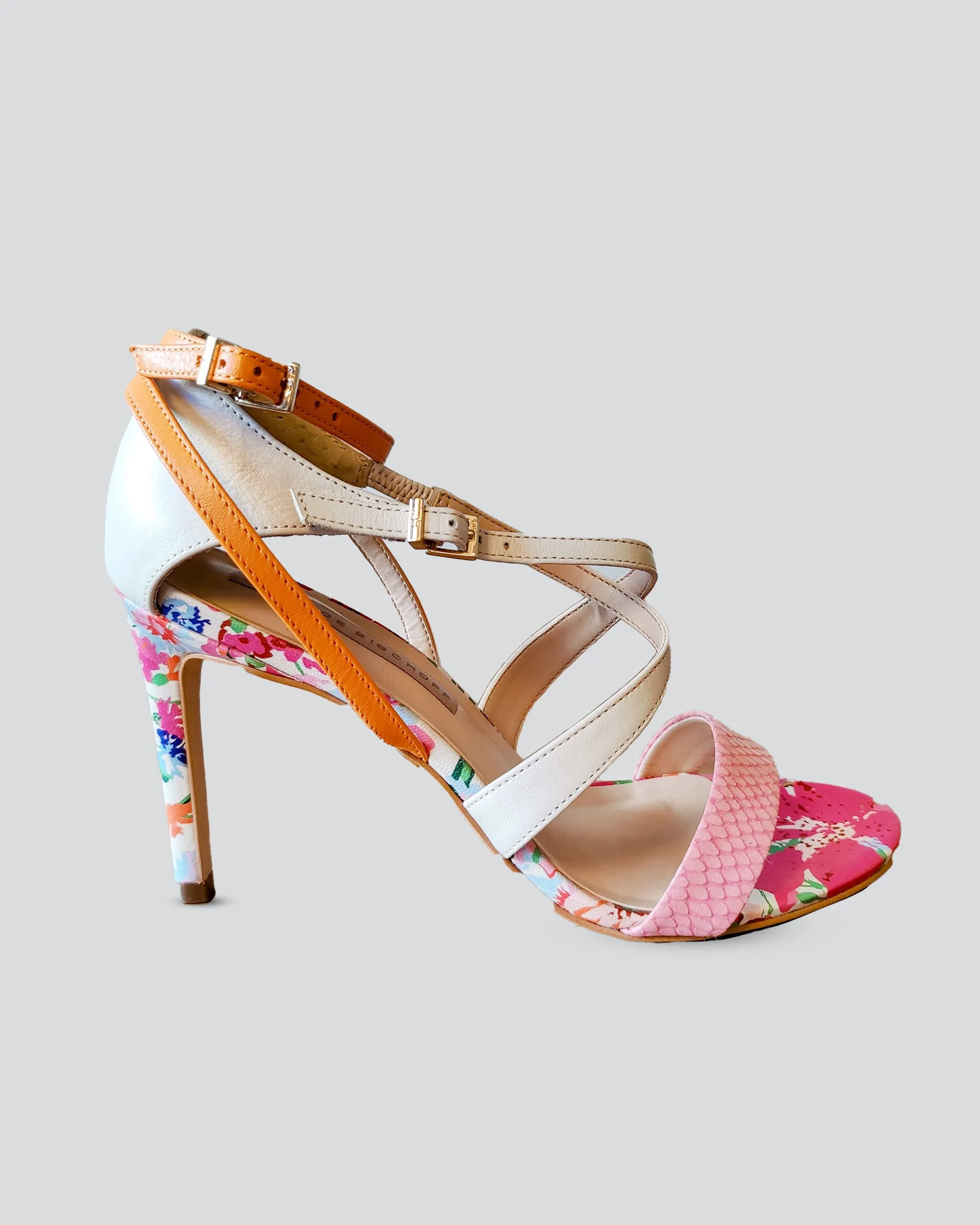 Floral Sandal with Double Strap Heel