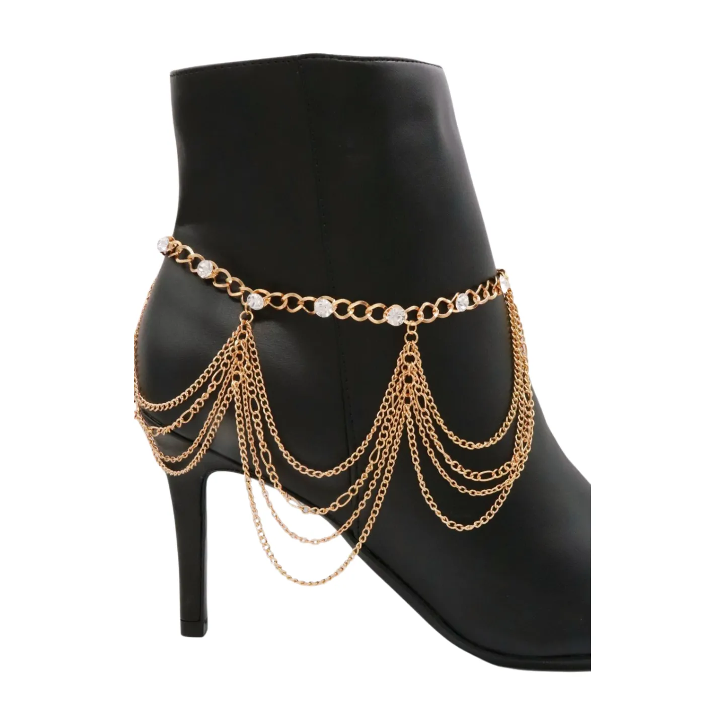 Gold Metal Boot Chain Bracelet Shoe Anklet Bling Wave Charm One Size