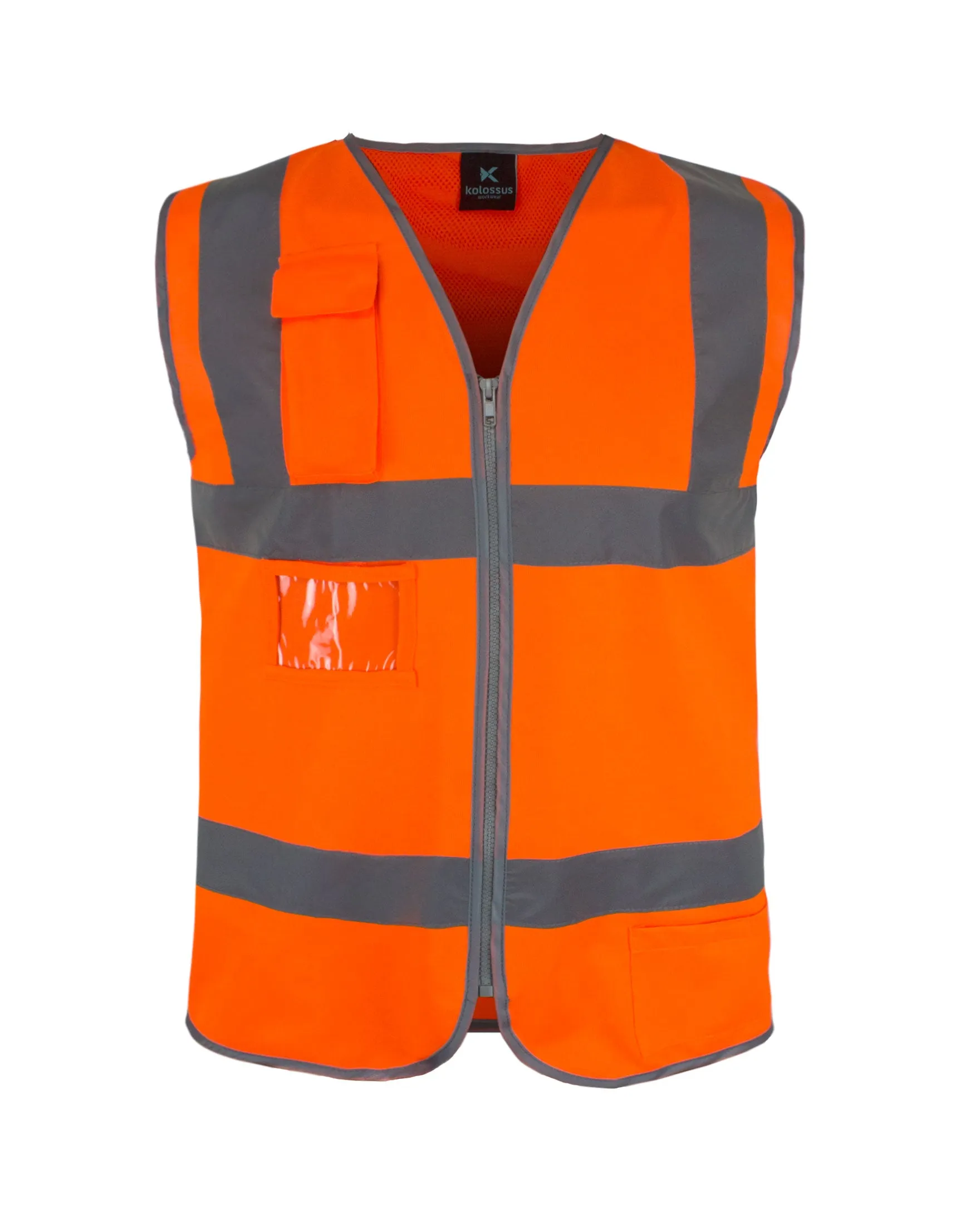 Kolossus Premium Hi-Vis Safety Vest | Frontal Pockets | Cool Dry Mesh Back | ANSI Class 2