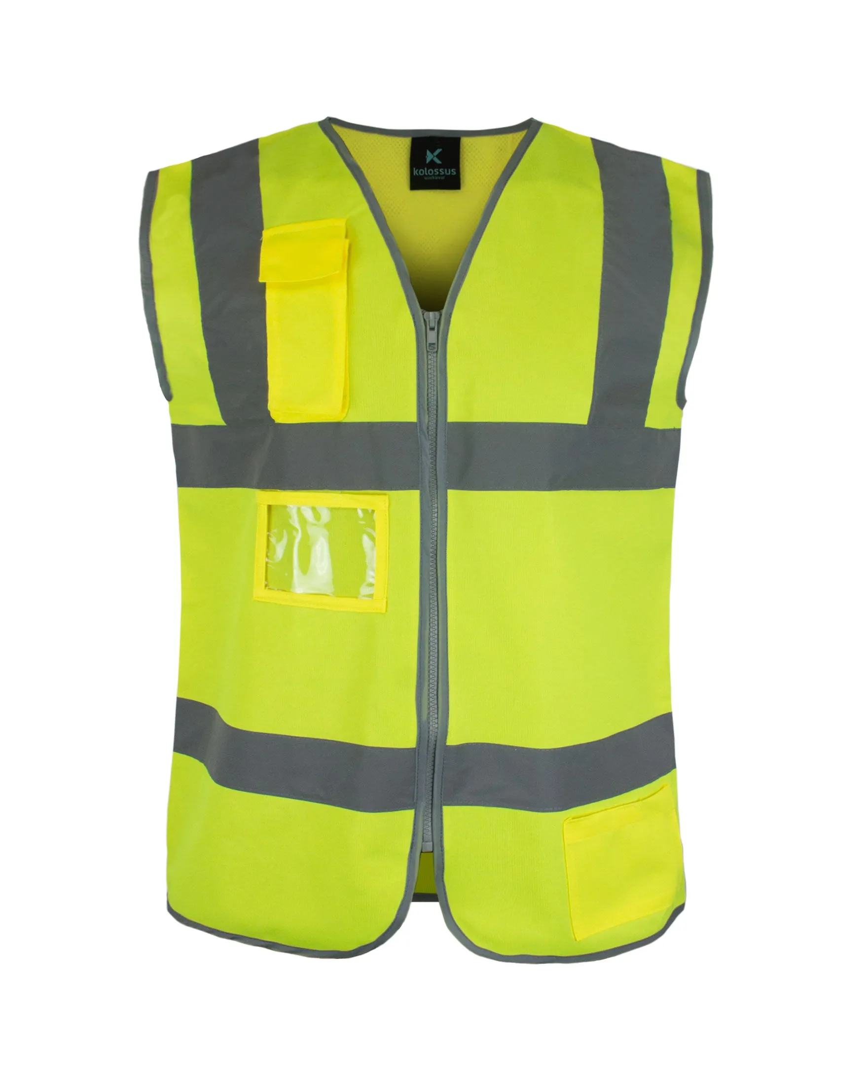 Kolossus Premium Hi-Vis Safety Vest | Frontal Pockets | Cool Dry Mesh Back | ANSI Class 2