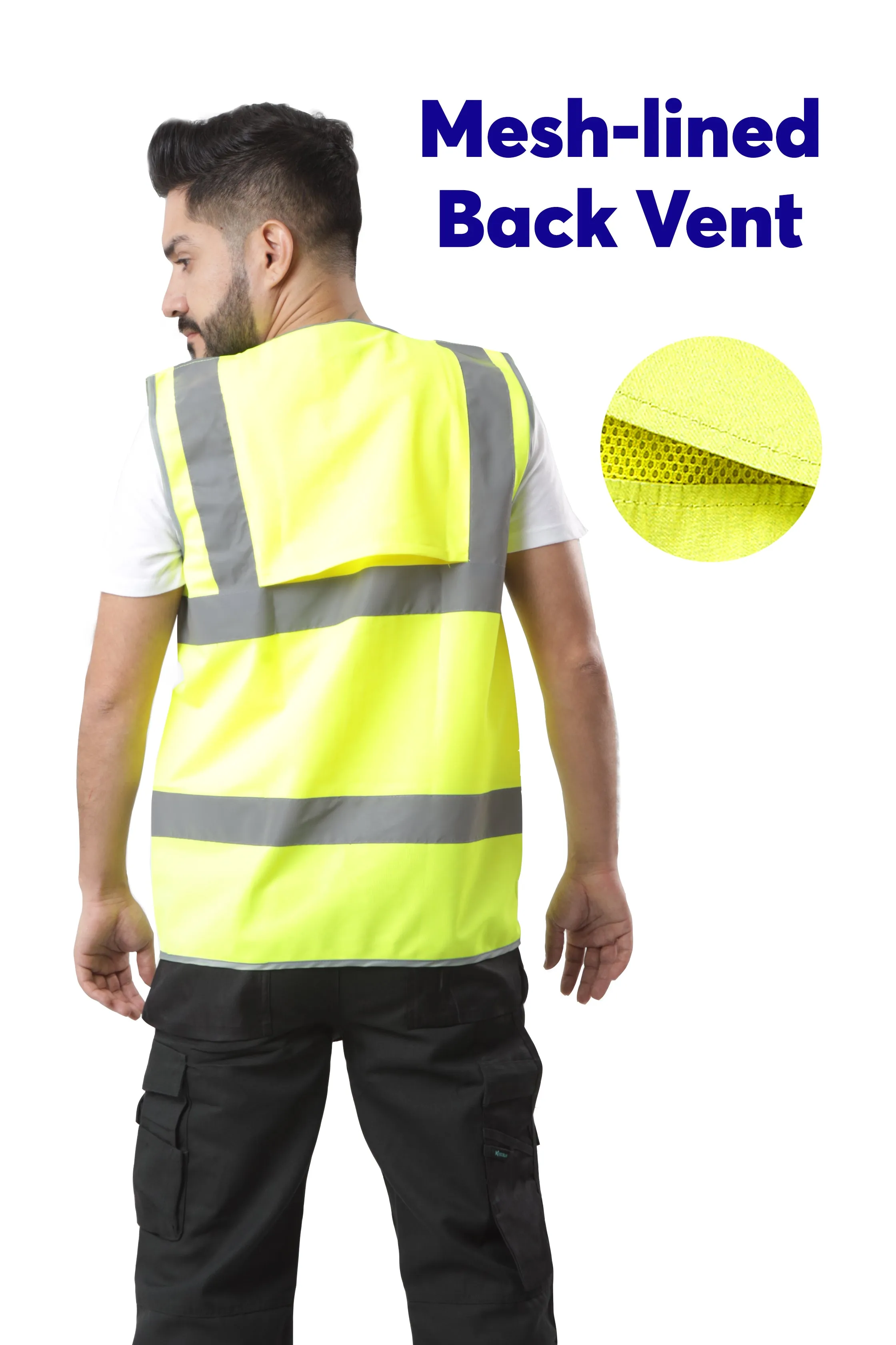 Kolossus Premium Hi-Vis Safety Vest | Frontal Pockets | Cool Dry Mesh Back | ANSI Class 2