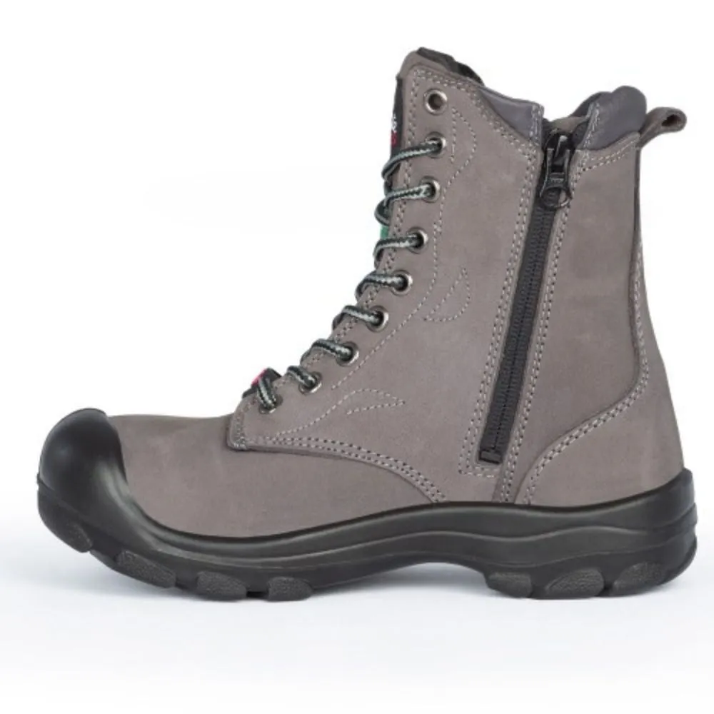 P&F S558 Women's 8" Steel Toe Work Boot With Side Zip - Kaki