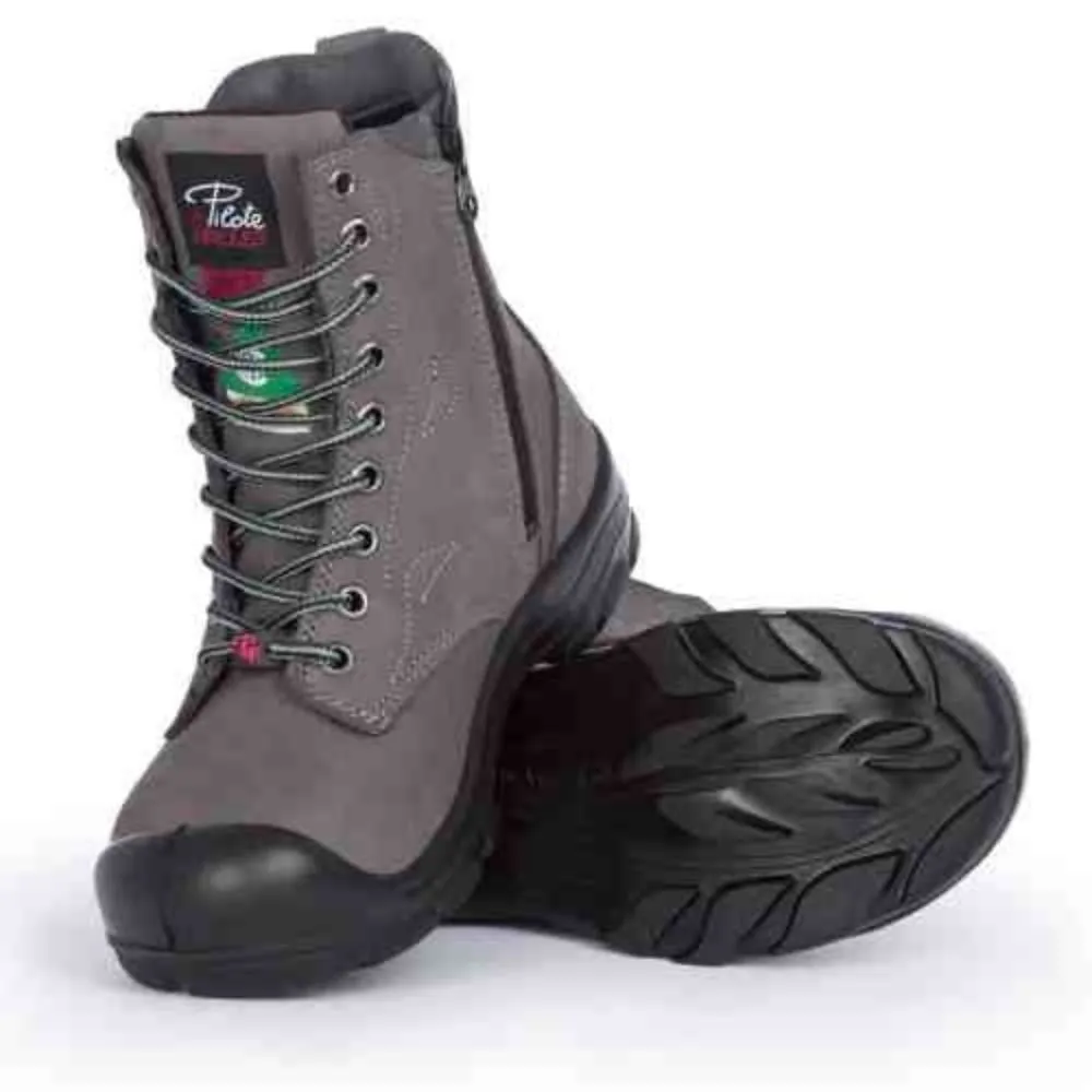 P&F S558 Women's 8" Steel Toe Work Boot With Side Zip - Kaki