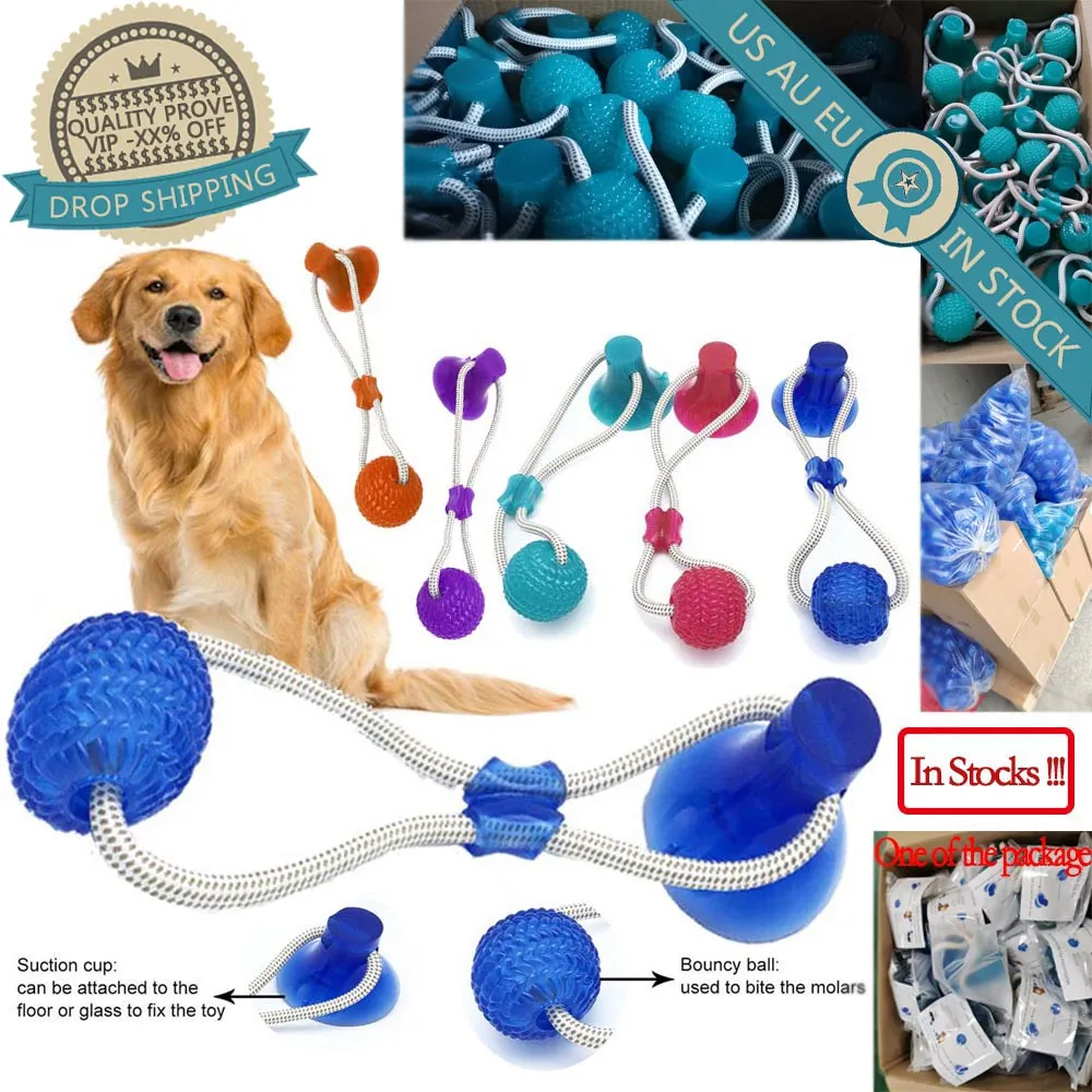 Pet Cats Dogs Interactive Suction Cup, Push Ball Toys, Elastic Ropes, Pet Tooth Cleaning, Chewing, Playing, IQ, Treat, Puppy Toys