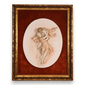 Roman Lovers 3D Relief Bisque on Velvet Gilt Framed Italy 20x16 Vintage 1970's