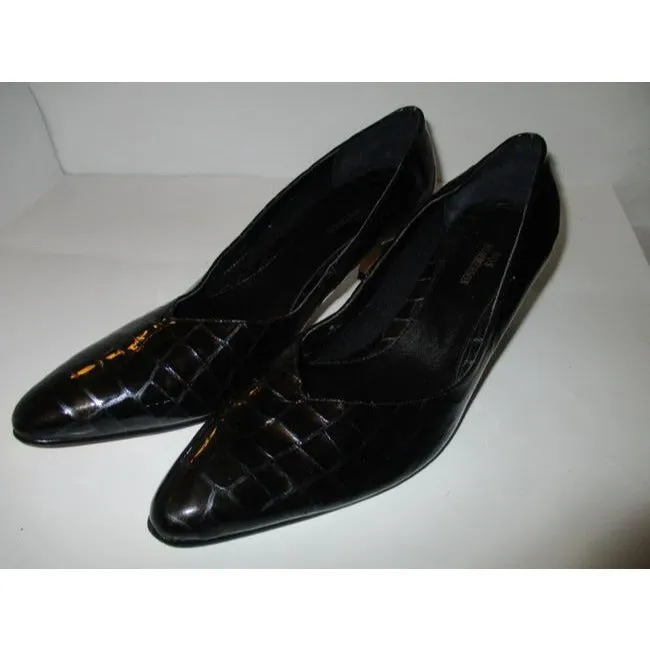 Ros Hommerson Brown Croc Patent Narrow Almond Toe Tip Pumps Size Us