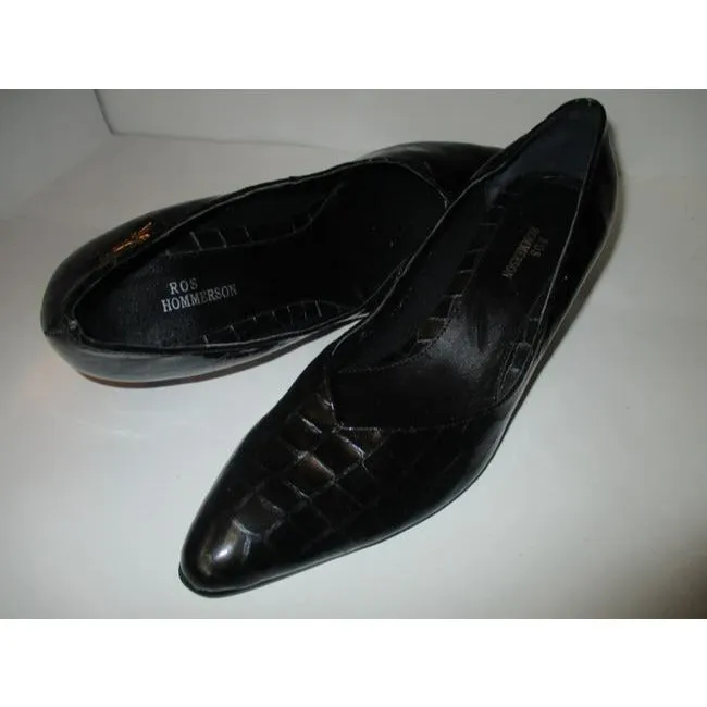 Ros Hommerson Brown Croc Patent Narrow Almond Toe Tip Pumps Size Us