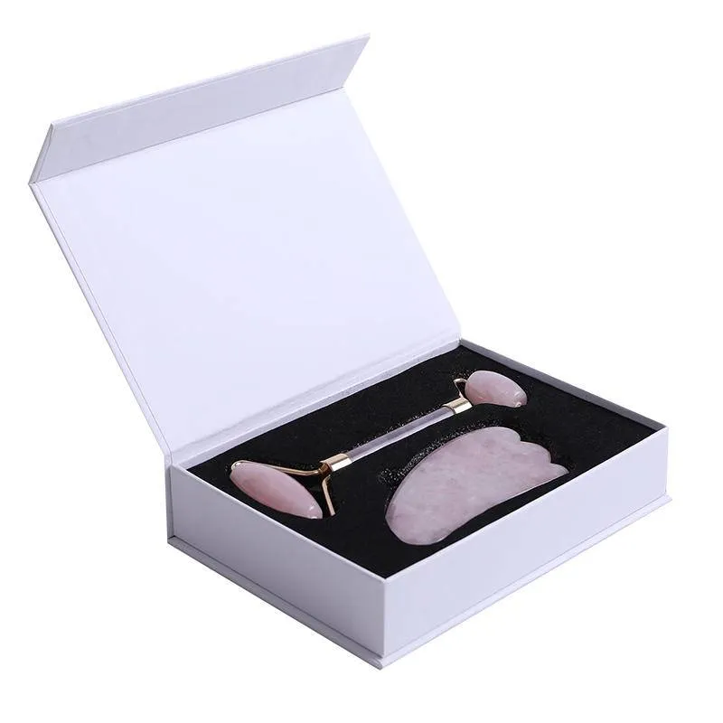Rose Quartz Gouache Scraper Face Massage Roller Gua Sha Scraper