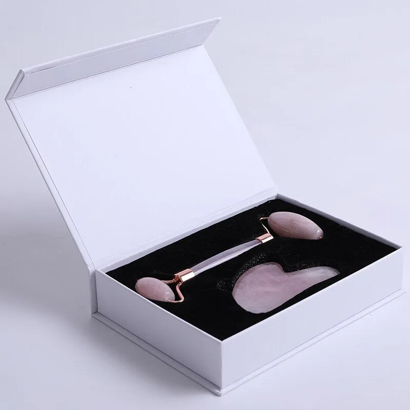 Rose Quartz Gouache Scraper Face Massage Roller Gua Sha Scraper