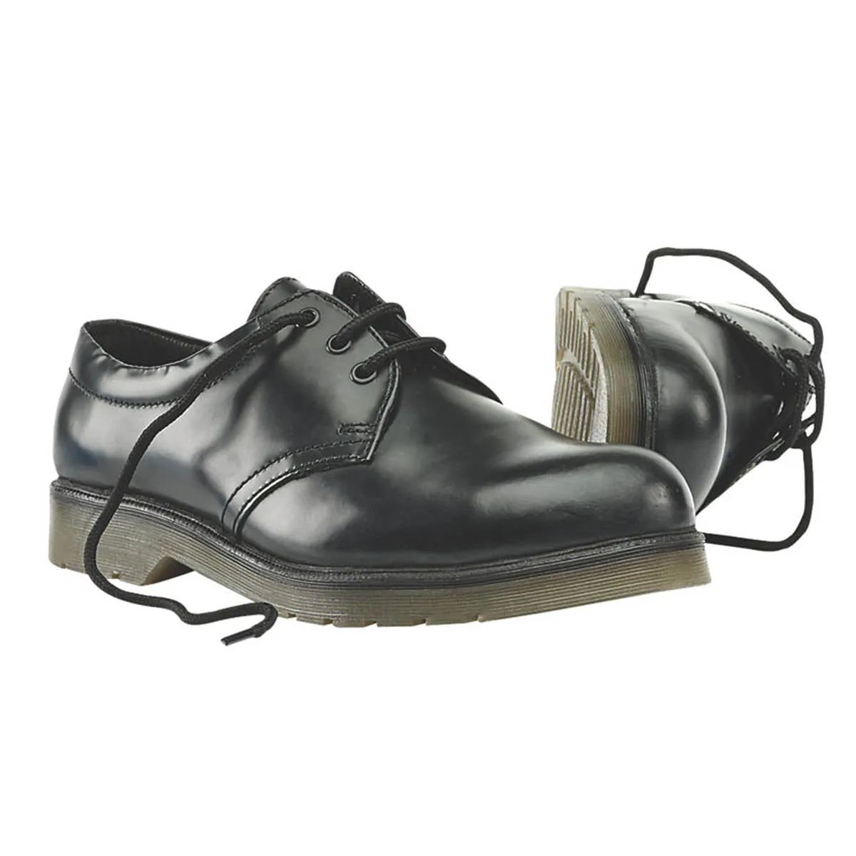 Safety Shoes Mens Wide Fit Black Leather Lightweight Flat Heel Steel Toe Size 5