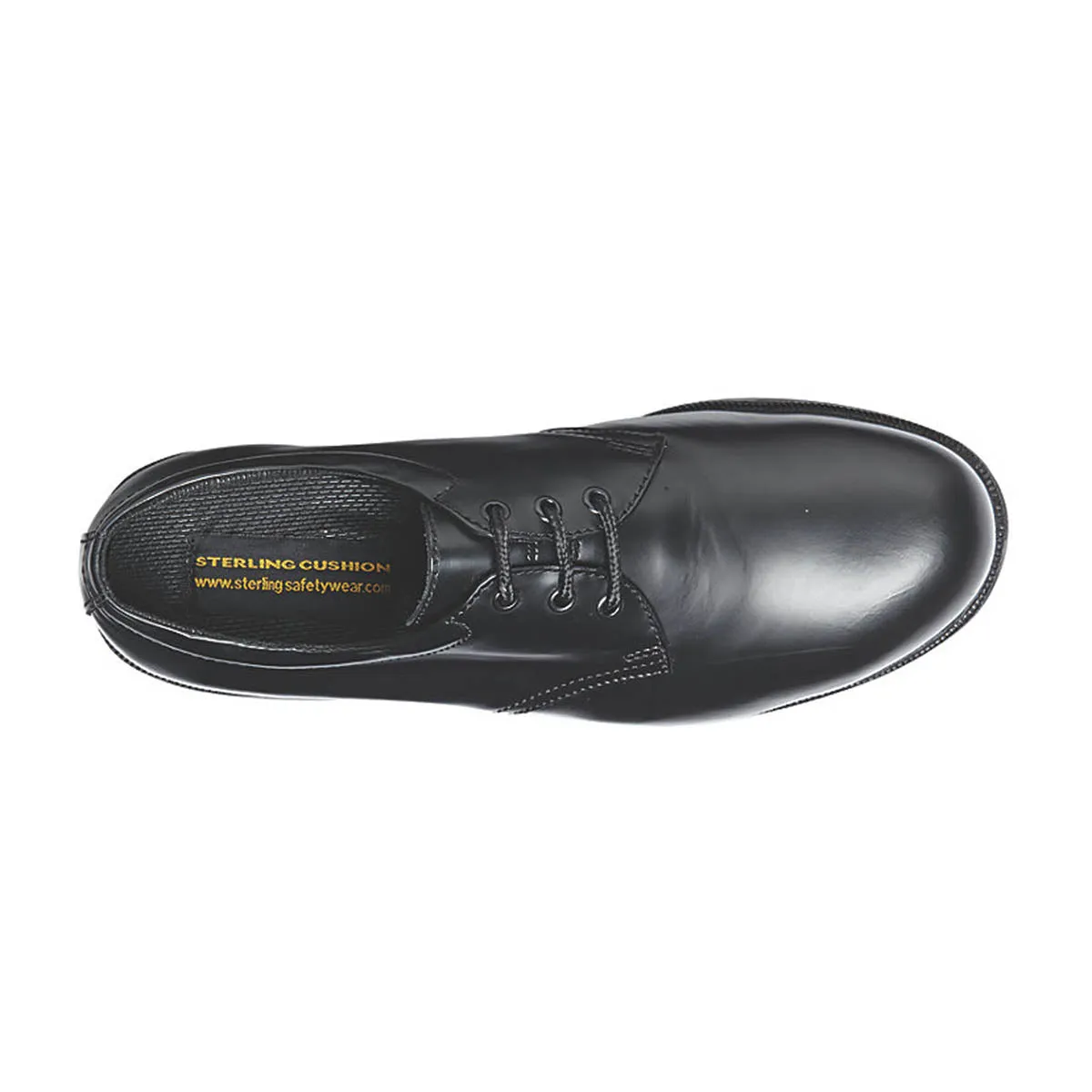 Safety Shoes Mens Wide Fit Black Leather Lightweight Flat Heel Steel Toe Size 5