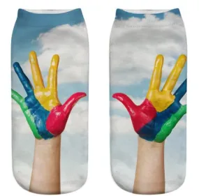 SF1202 Colorful Hand in the Clouds Socks