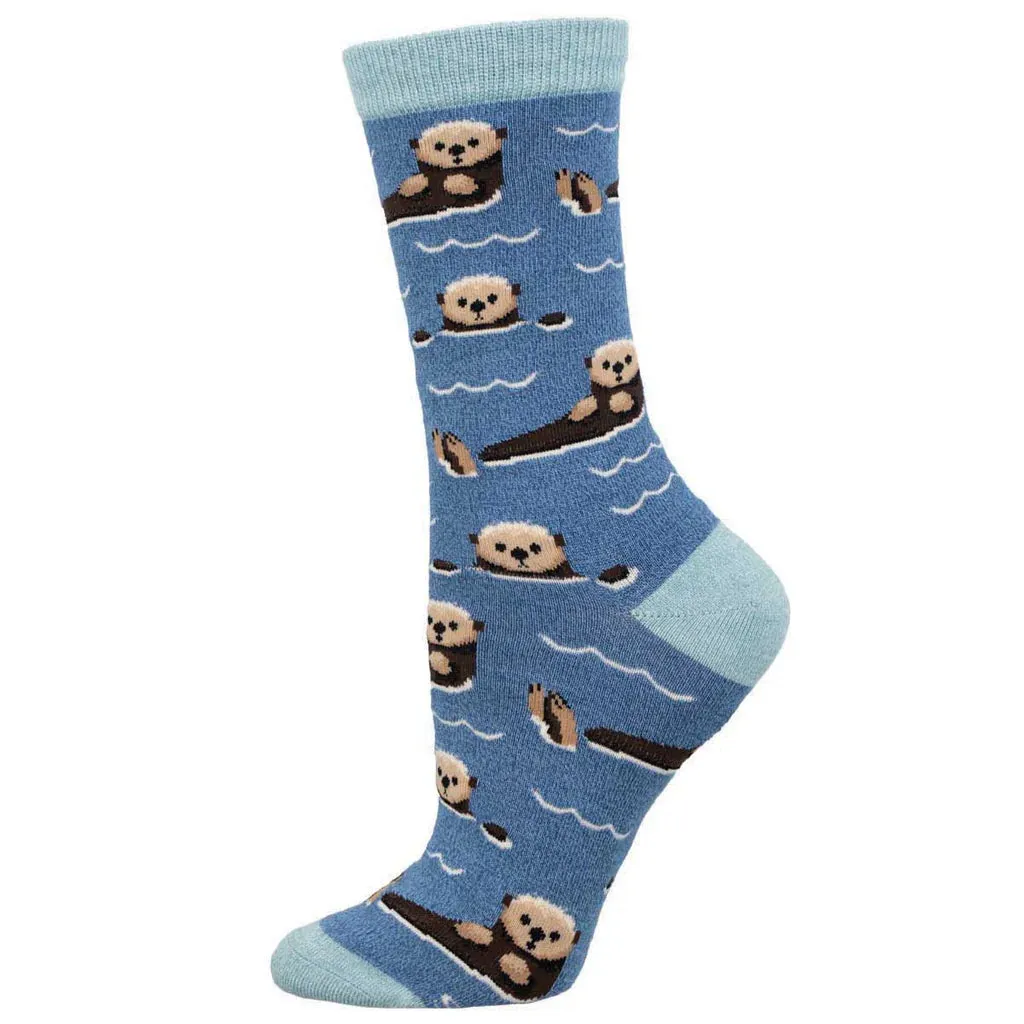 SOCKSMITH WOMENS JUST AN OTTER DAY BLUE HEATHER