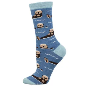 SOCKSMITH WOMENS JUST AN OTTER DAY BLUE HEATHER