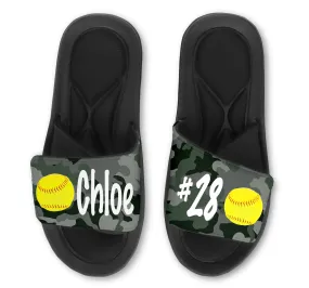 Softball Custom Slides / Sandals - Camo