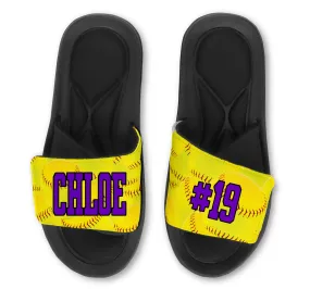 Softball Custom Slides / Sandals -Customize With Your Name Or Number!