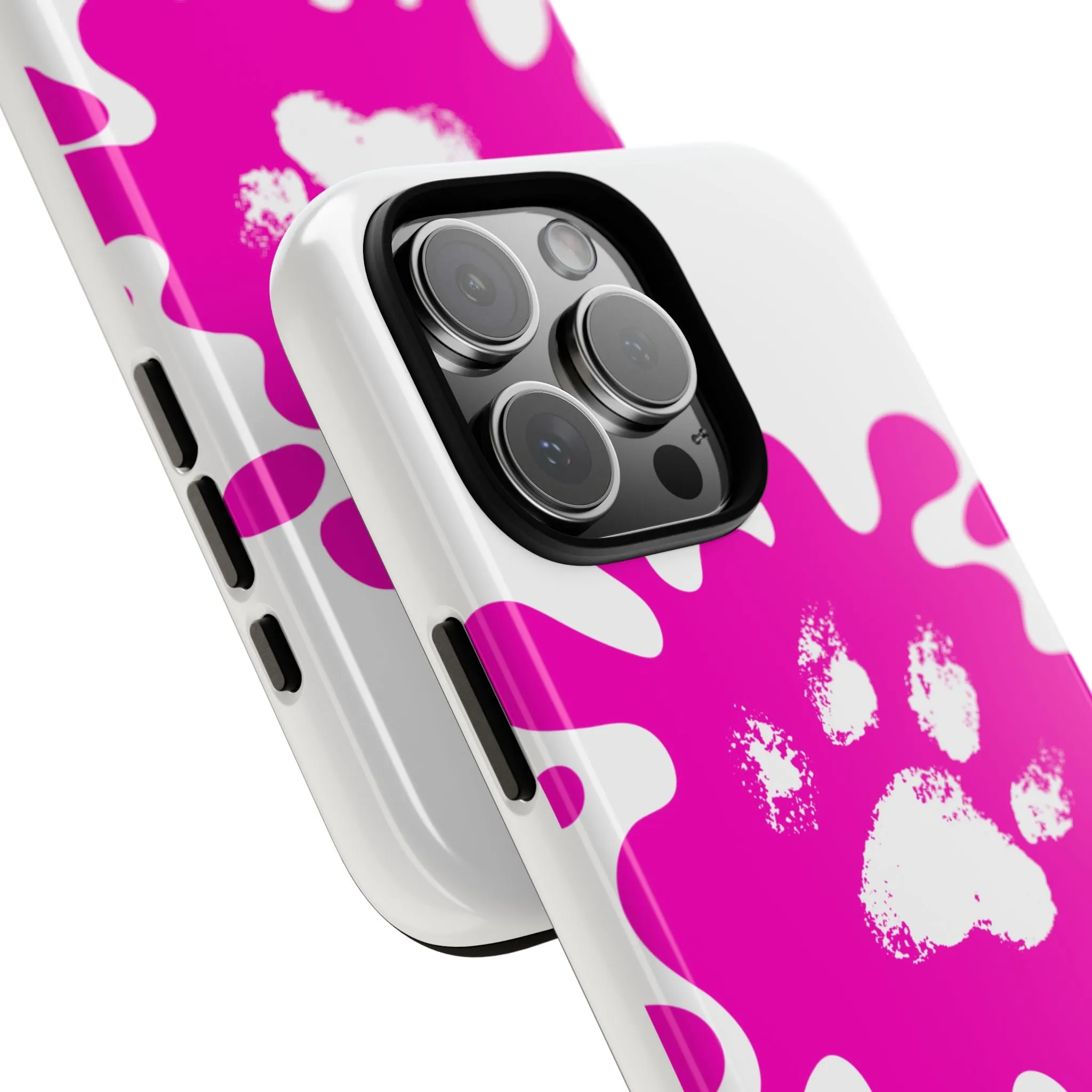 Tough Cases - Pink Paw Print Phone Case for Pet Lovers