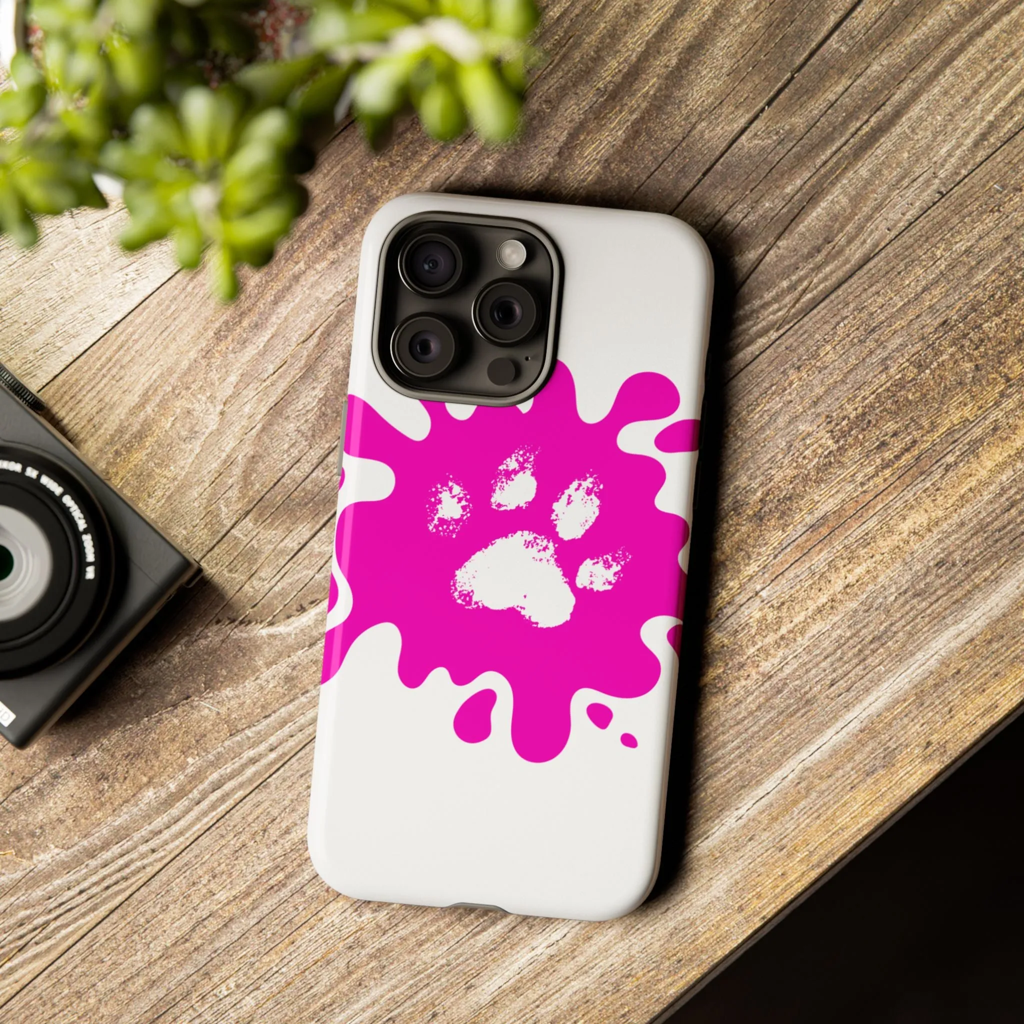 Tough Cases - Pink Paw Print Phone Case for Pet Lovers