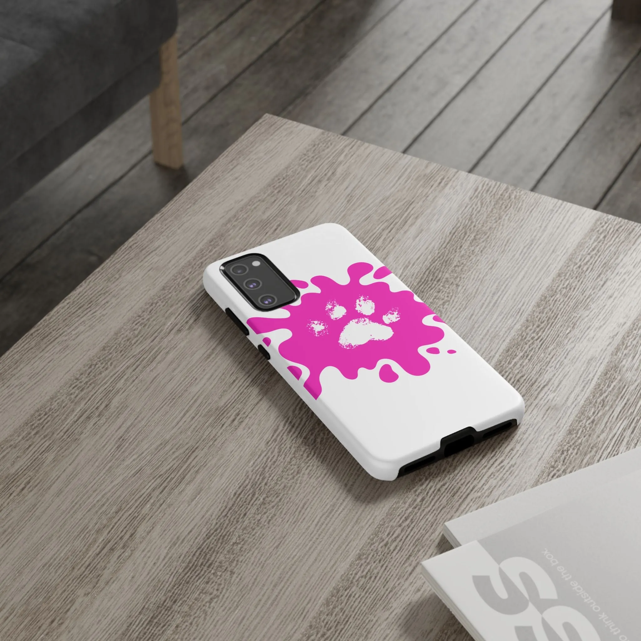 Tough Cases - Pink Paw Print Phone Case for Pet Lovers