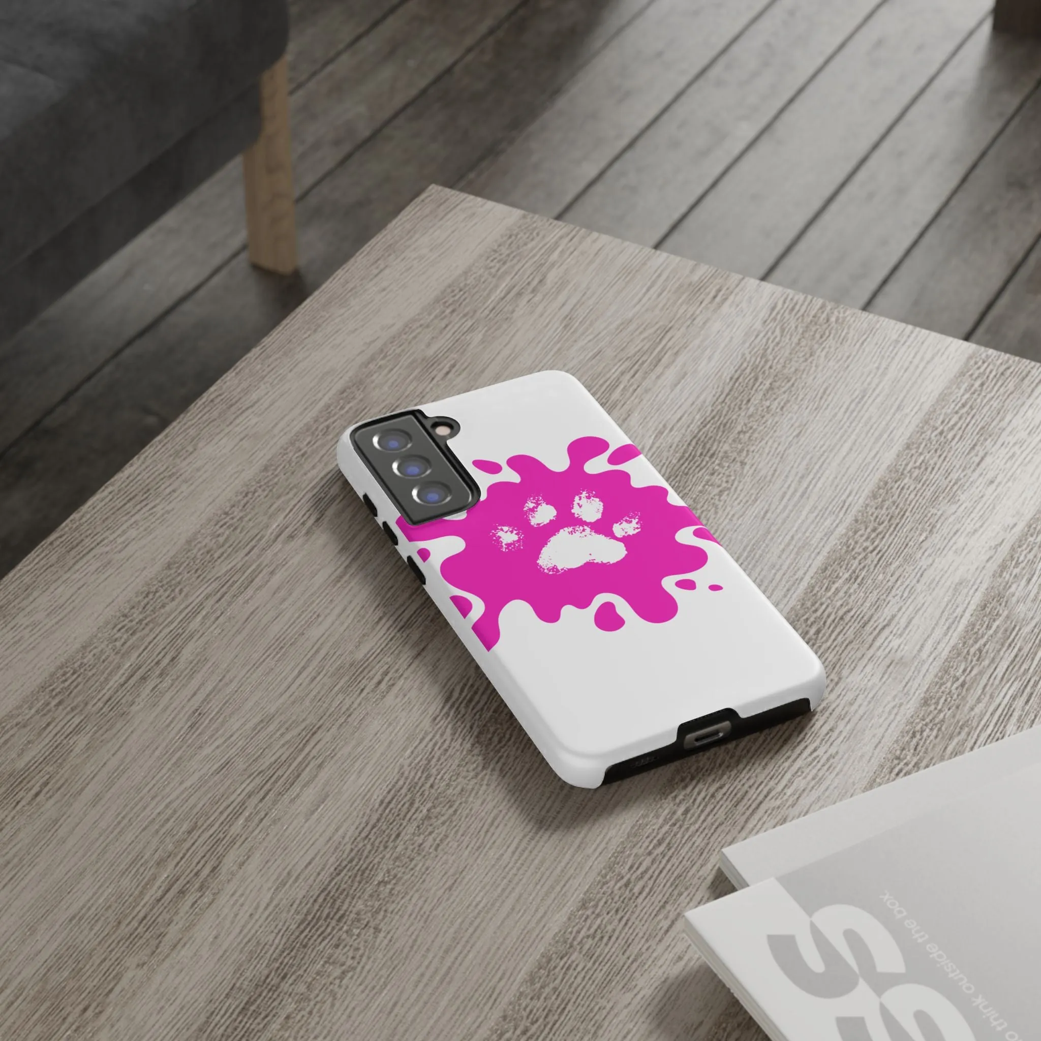 Tough Cases - Pink Paw Print Phone Case for Pet Lovers