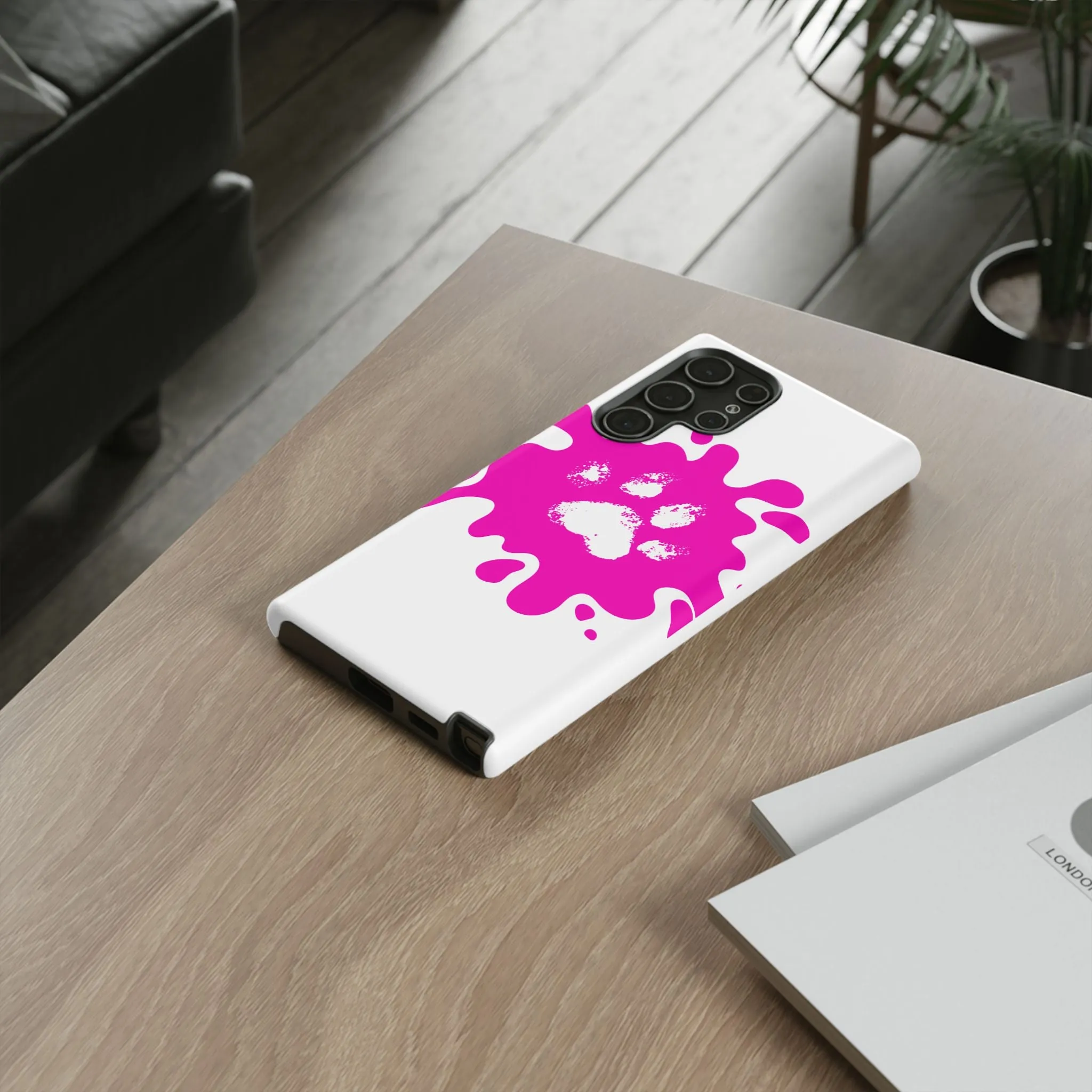 Tough Cases - Pink Paw Print Phone Case for Pet Lovers