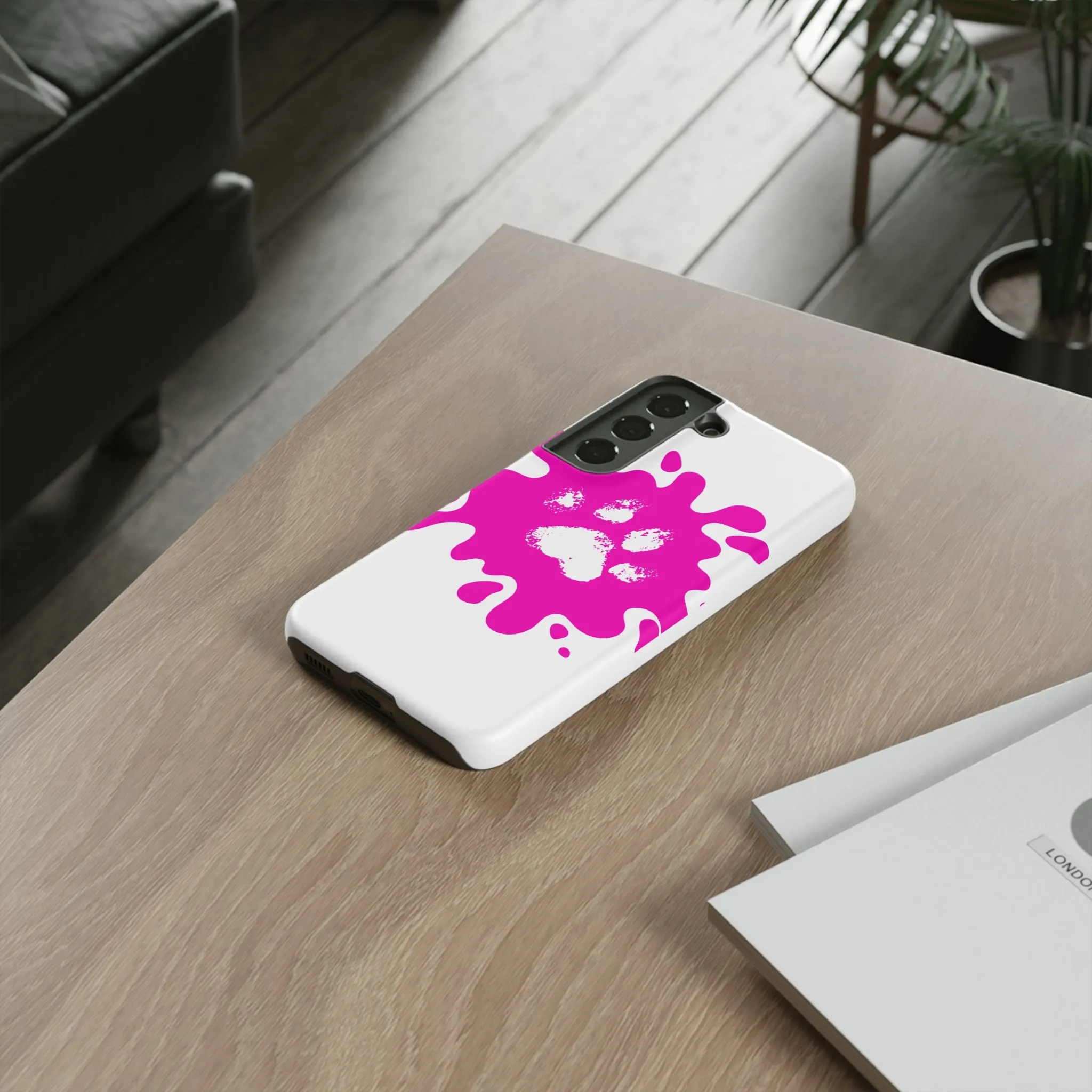 Tough Cases - Pink Paw Print Phone Case for Pet Lovers