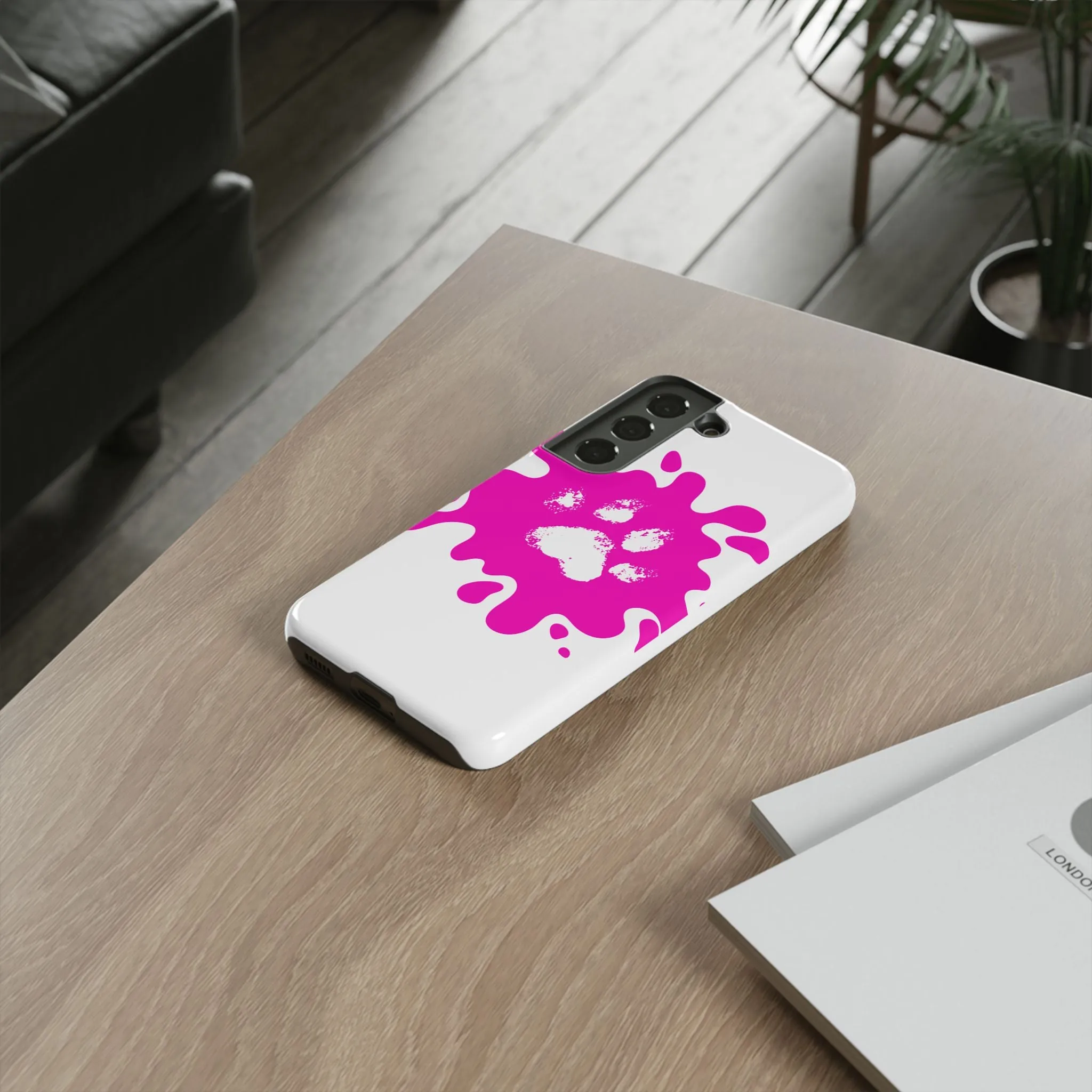Tough Cases - Pink Paw Print Phone Case for Pet Lovers